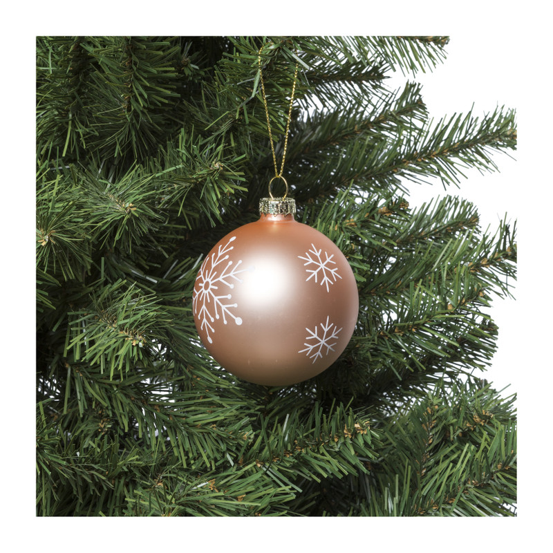 Kerstbal sneeuwvlok - roze - ⌀8 cm