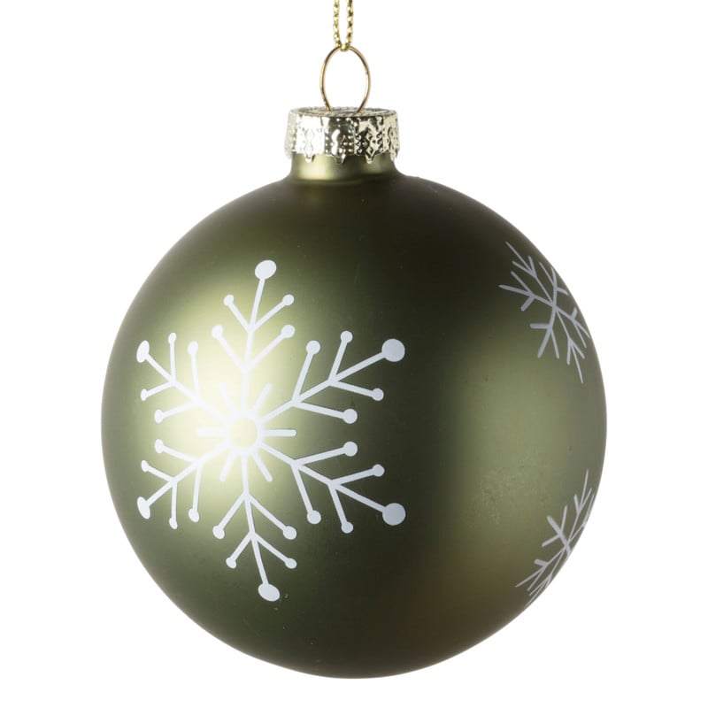 Kerstbal sneeuwvlok - groen - ⌀8 cm
