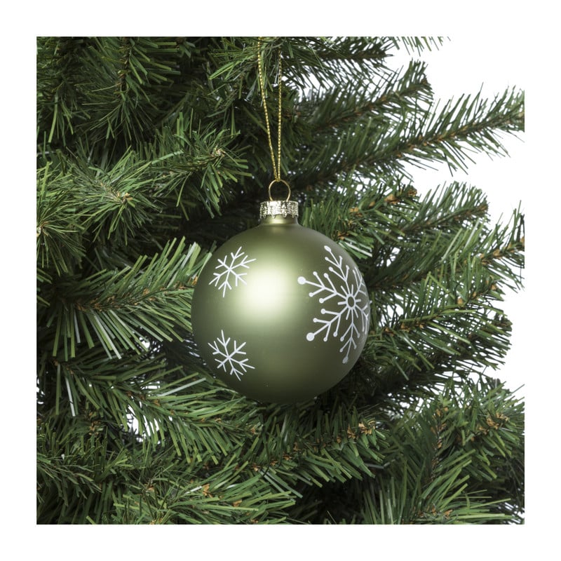 Kerstbal sneeuwvlok - groen - ⌀8 cm