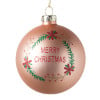 Kerstbal merry christmas - roze - ⌀8 cm