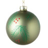 Kerstbal blaadjes - groen - ⌀8 cm