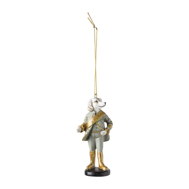 Kersthanger hond in pak - groen - ø4x8 cm 
