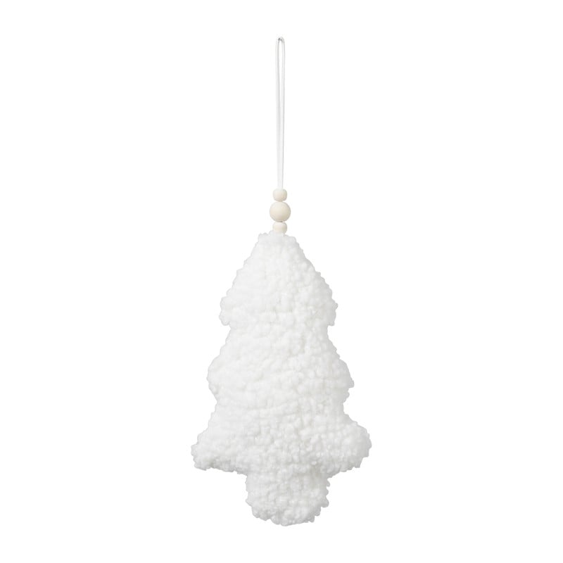 Kersthanger teddy kerstboom - wit - 15x2.5x26.5 cm