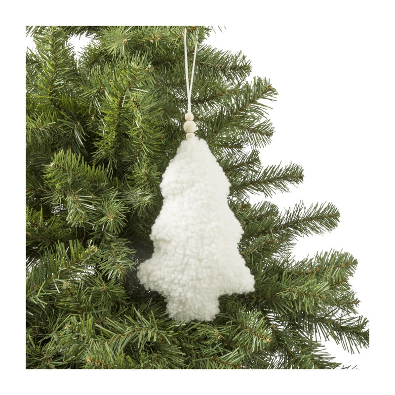 Kersthanger teddy kerstboom - wit - 15x2.5x26.5 cm