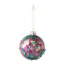 Kerstbal geborduurde bloemen - paars - ø8 cm 