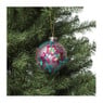 Kerstbal geborduurde bloemen - paars - ø8 cm 