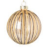 Kerstbal streep - goud met zwart -ø8 cm 