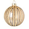 Kerstbal streep - goud met zwart -ø8 cm 