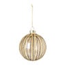 Kerstbal streep - goud met zwart -ø8 cm 
