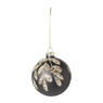 Kerstbal blad - zwart -ø8 cm 