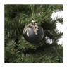 Kerstbal blad - zwart -ø8 cm 