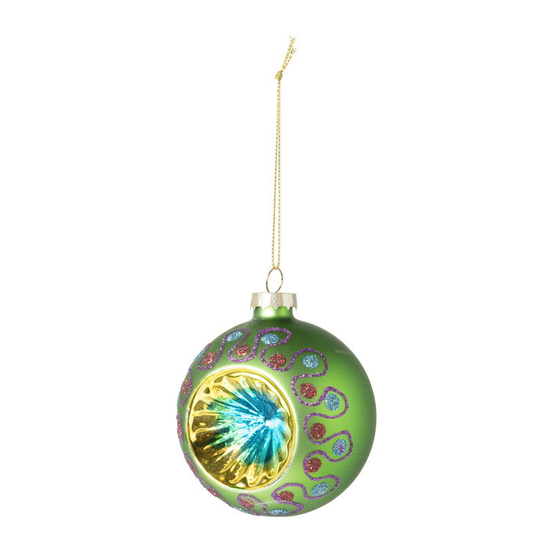 Kerstbal boho - groen - ø8 cm