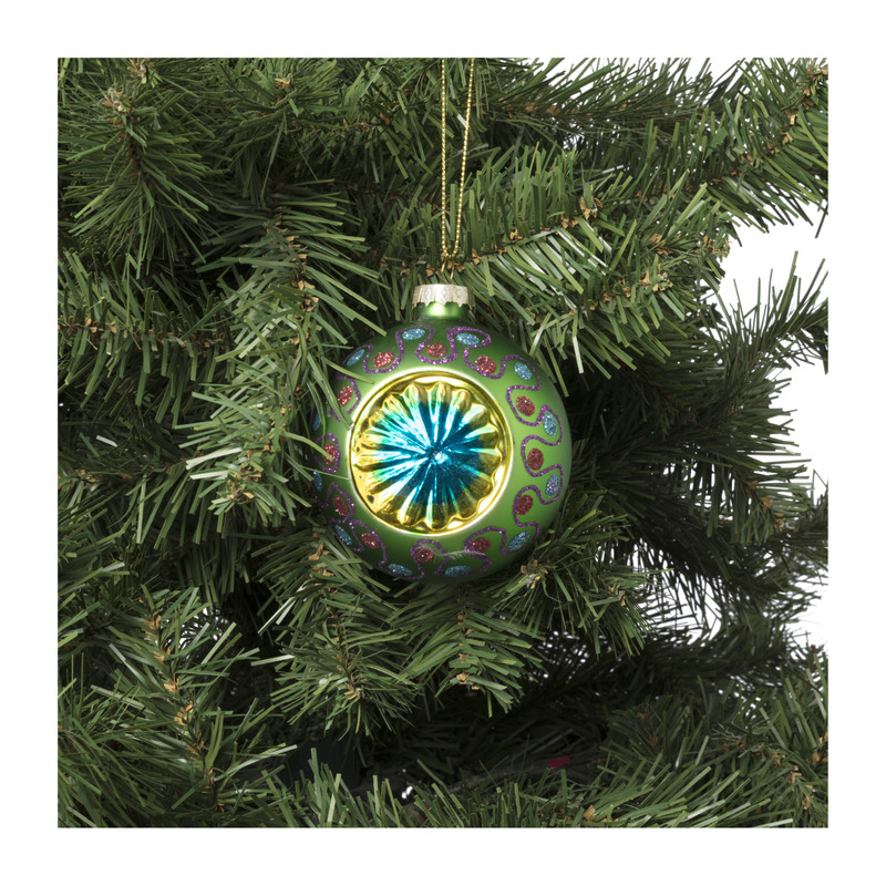 Kerstbal boho - groen - ø8 cm