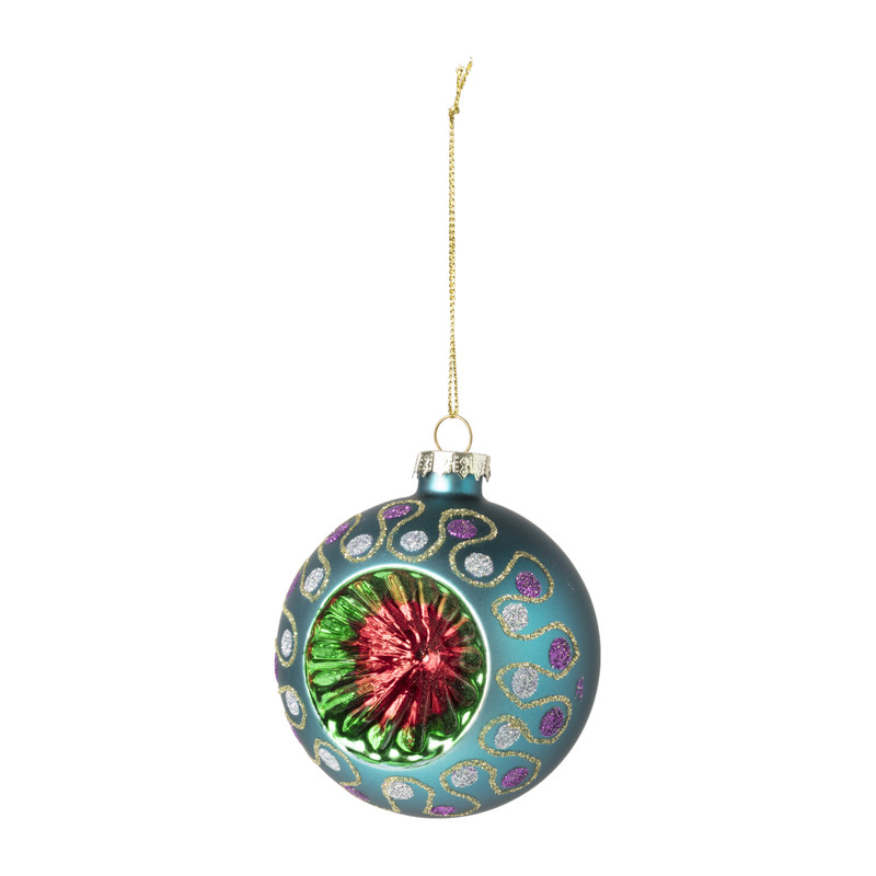 Kerstbal boho - blauw - ø8 cm