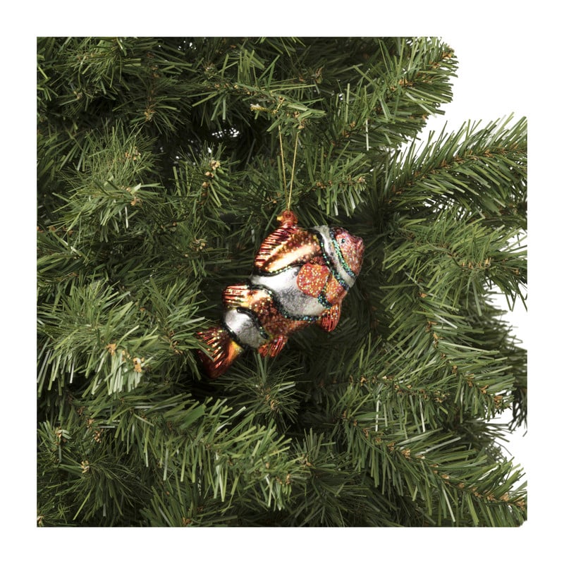Kersthanger annemoonvis - oranje - 6.5x11.7x4.5 cm