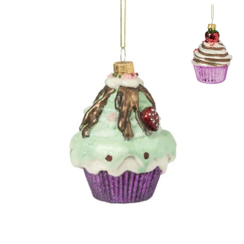 Kersthanger cupcake - diverse varianten - ø7x10 cm