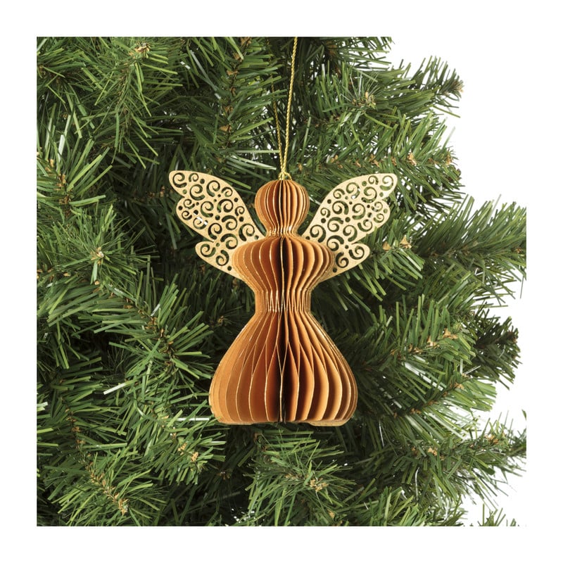 Kersthanger kerstengel - papier - 12 cm