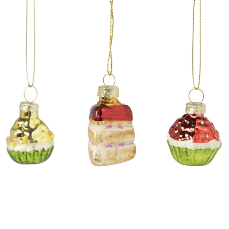 Kersthanger mini cake - set van 3 - 4 cm