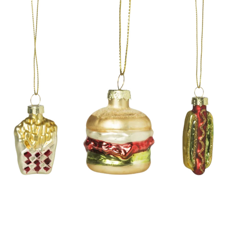 Mini kersthanger food - set van 3 - 5 cm