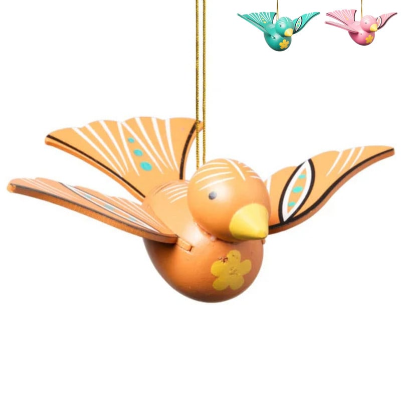 Kersthanger houten vogel - diverse varianten - 6x16x12 cm