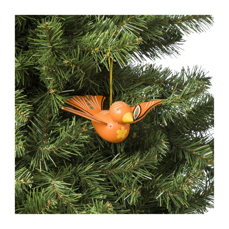 Kersthanger houten vogel - diverse varianten - 6x16x12 cm