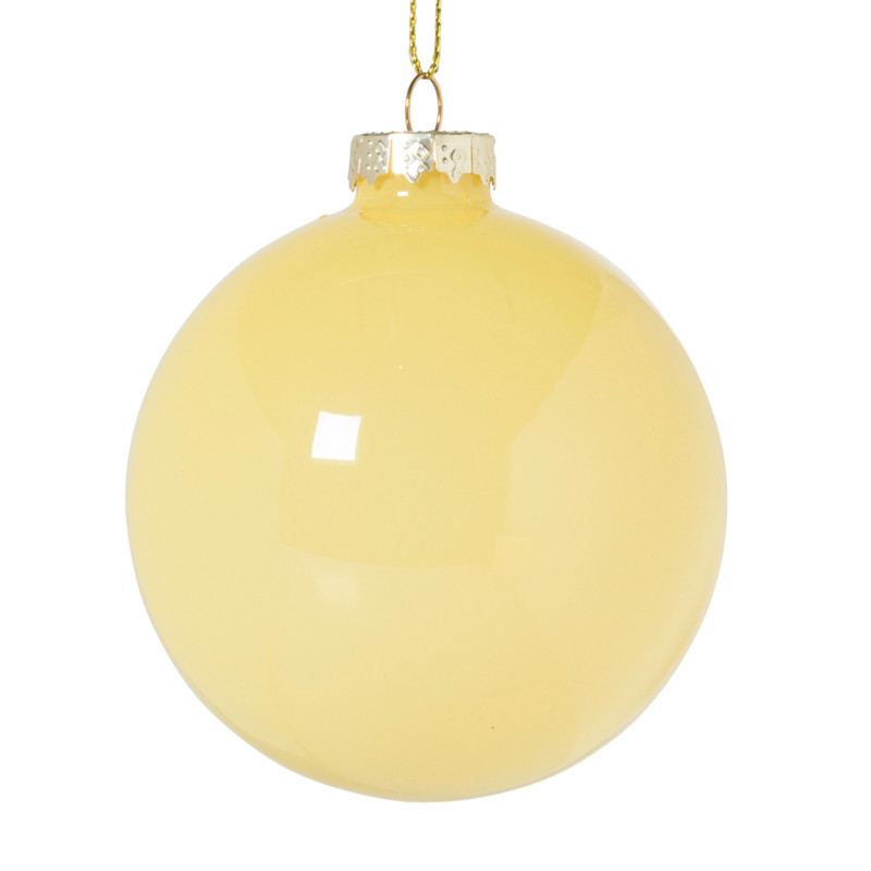 Kerstbal glas - geel - ø8 cm