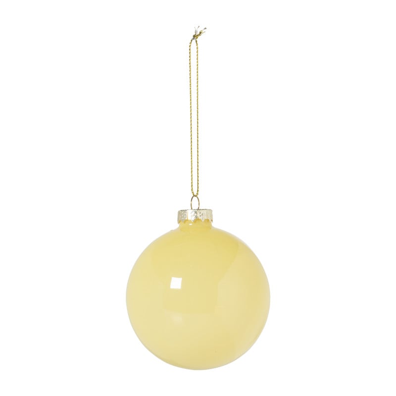 Kerstbal glas - geel - ø8 cm