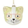 Kerstbal kat met bril - multikleur - 8x7.5x6.5 cm