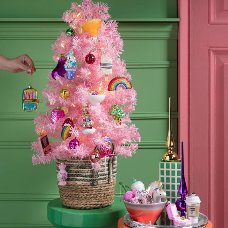 Kersthanger regenboog glitter - multikleur - 5x10x2 cm
