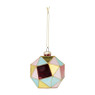 Kerstbal blokkig - roze/blauw - ø8 cm