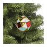 Kerstbal blokkig - roze/blauw - ø8 cm