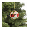 Kerstbal blokkig - roze/rood - ø8 cm