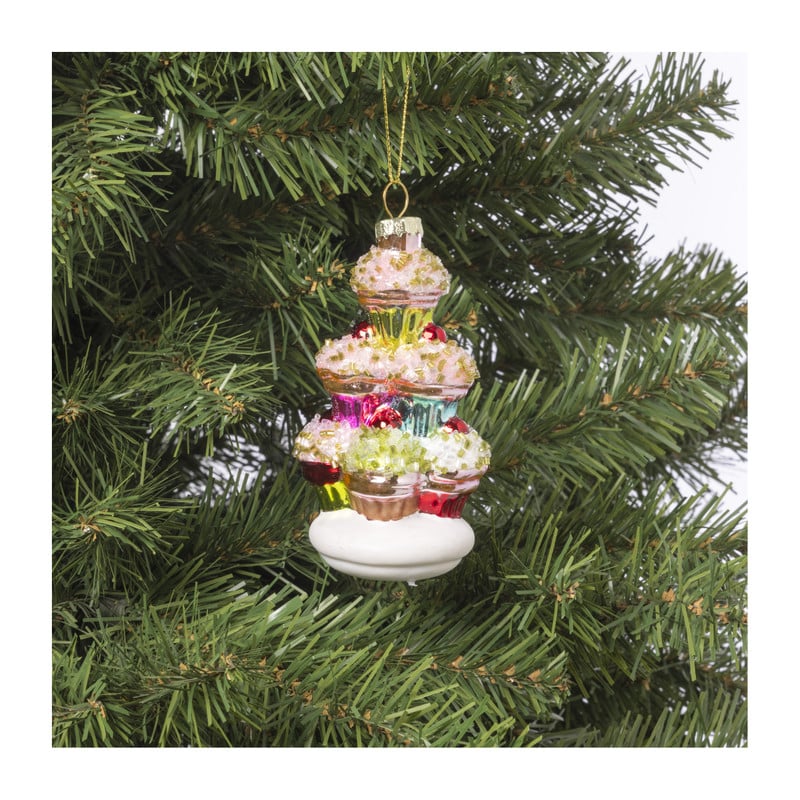 Kersthanger cupcakes toren - multikleur - ø6x12 cm