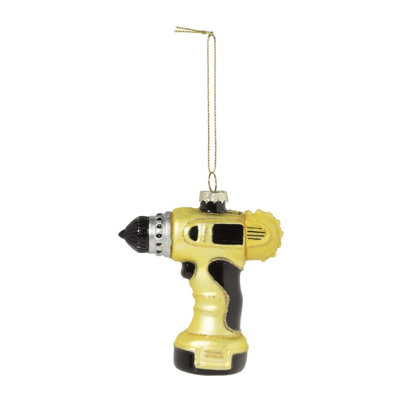 Kersthanger boormachine - geel - 10x9x3.5 cm