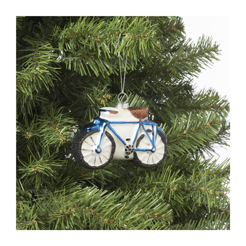Kersthanger fiets - glas - 8x11.5x2.5 cm