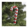 Kersthanger disco candy cane - rood/zilverkleurig - 17x7.5x2 cm