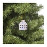 Hanger huisje keramiek - lila - 5.5x3.5x3.5 cm