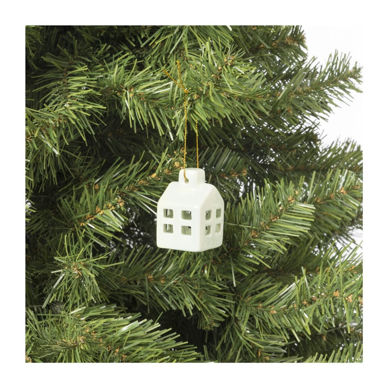 Hanger huisje keramiek - groen - 5.5x3.5x3.5 cm