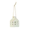 Hanger huisje keramiek - groen - 5.5x3.5x3.5 cm