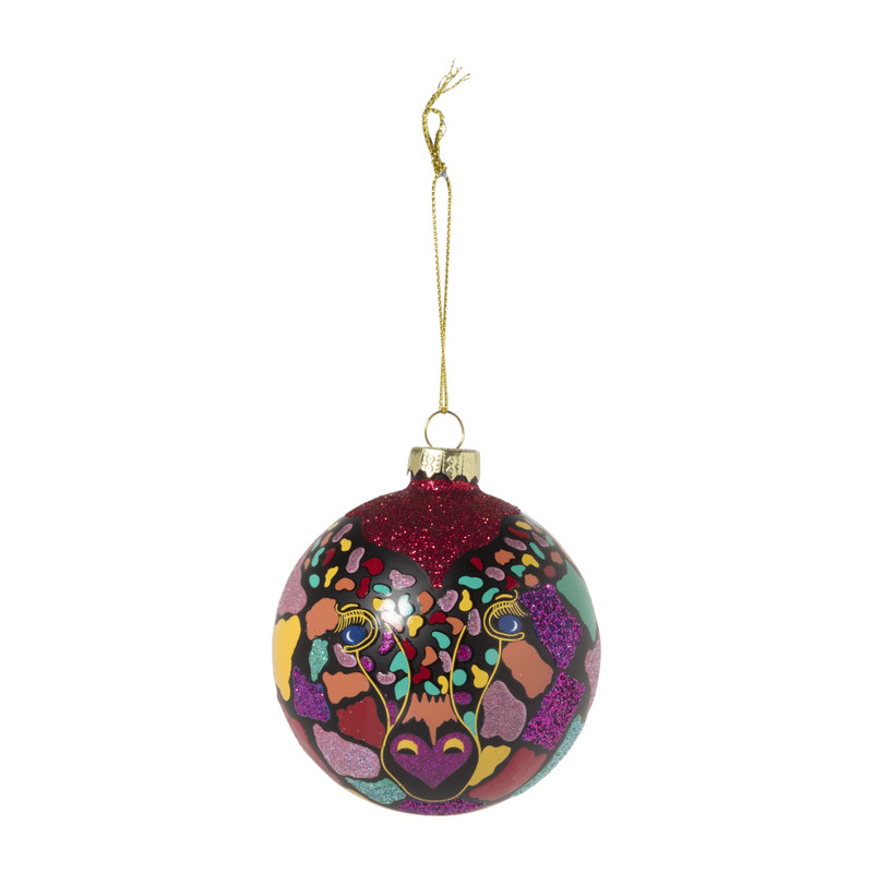 Kerstbal giraf - glas - ø8 cm