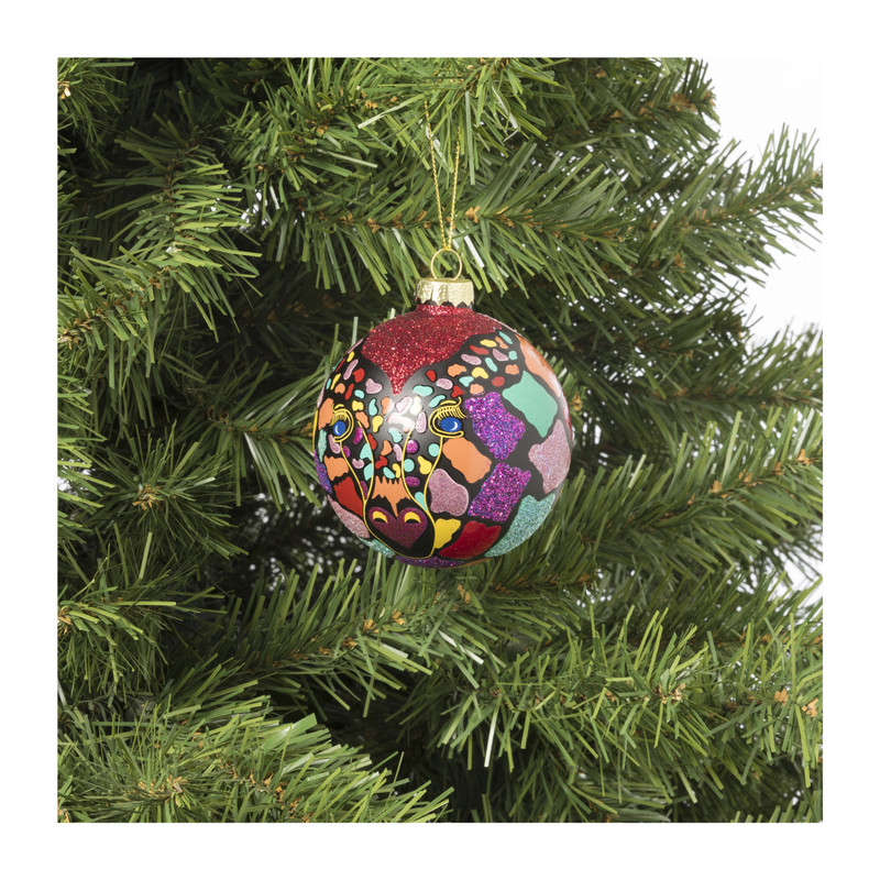 Kerstbal giraf - glas - ø8 cm