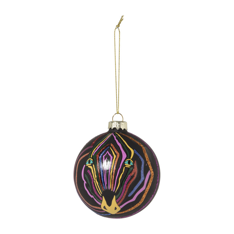 Kerstbal zebra - glas - ø8 cm