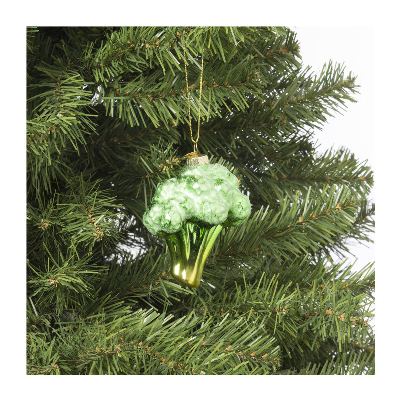 Kersthanger broccoli - glas - 9.5x8x6 cm