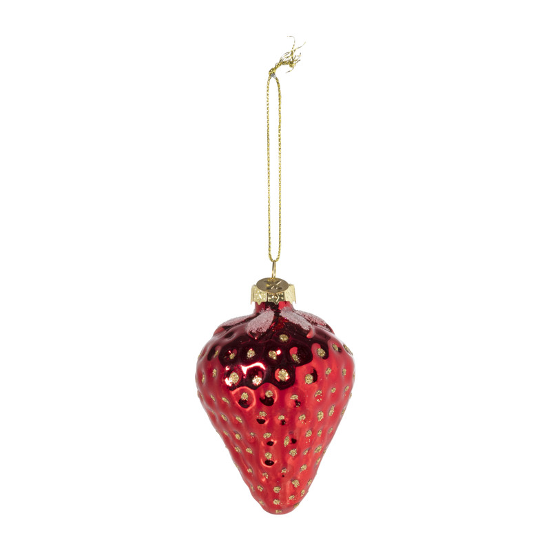 Kersthanger aardbei - glas - ø6x8 cm