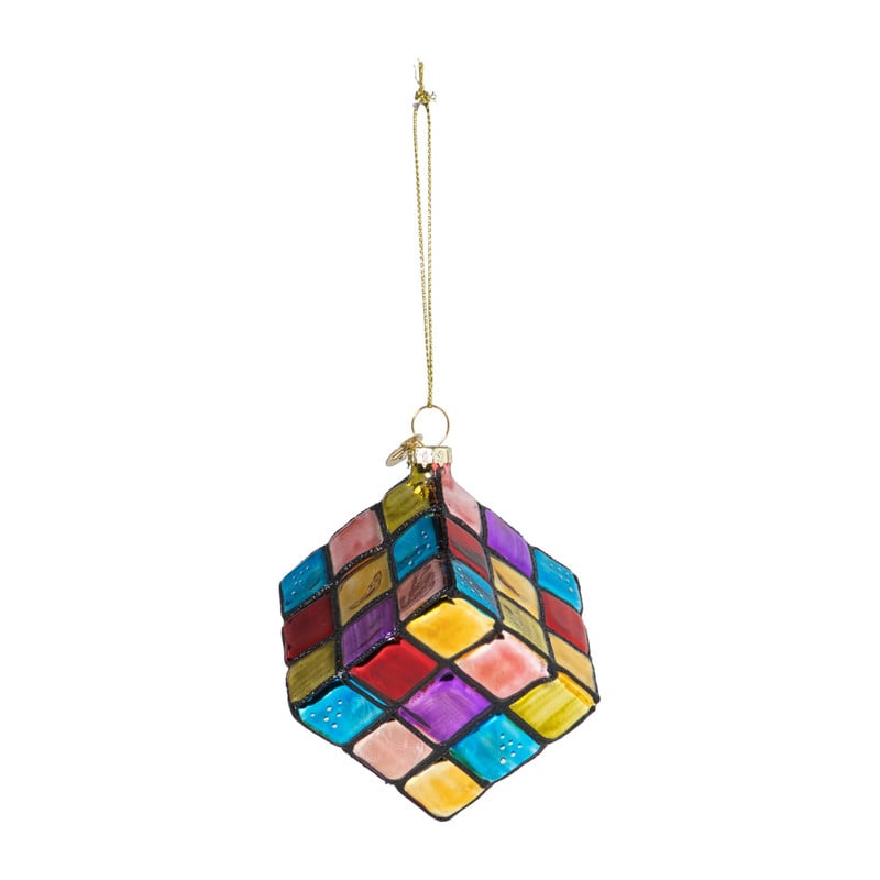 Kersthanger kubus - glas - 5.5x5.5x5.5 cm