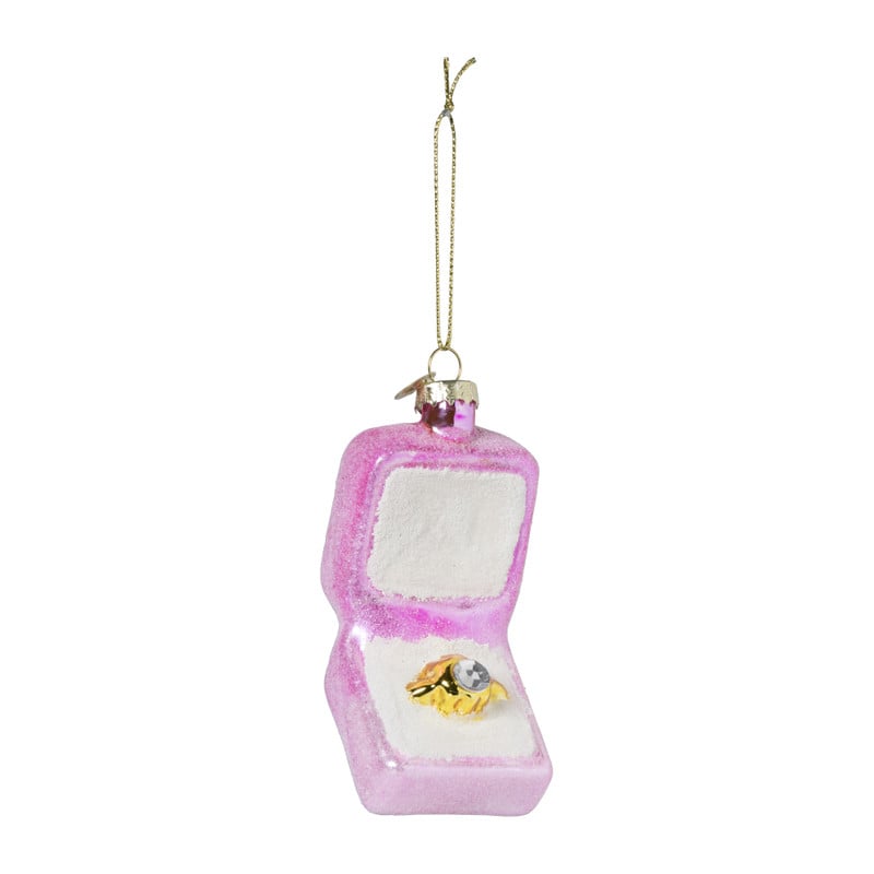 Kersthanger verlovingsring - glas - 10.3x5x4 cm