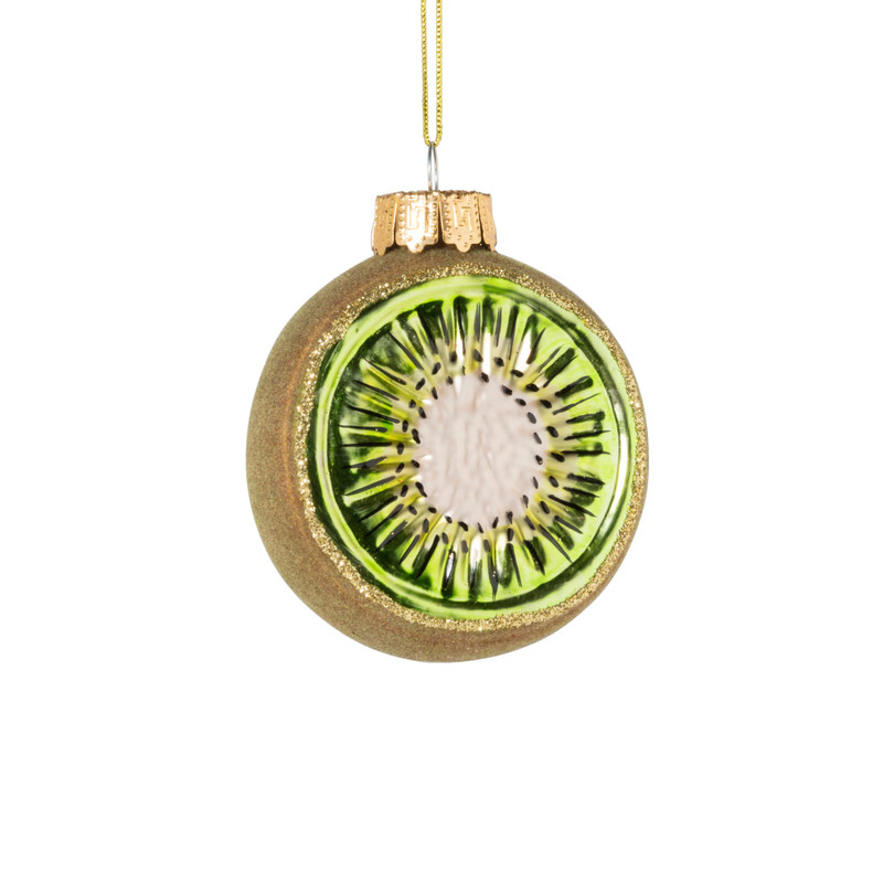 Kersthanger kiwi - glas - 9.5x6.3x2.8 cm