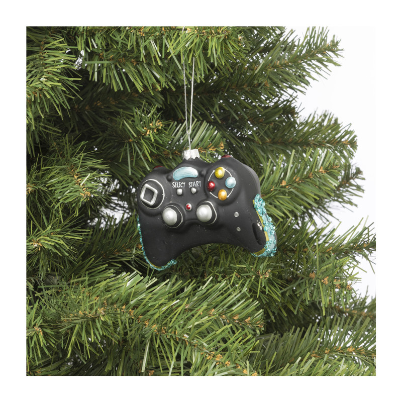 Kersthanger game controller - glas - 7.5x10.5x4.7 cm