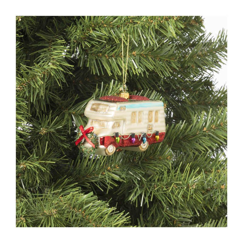 Kersthanger camper - glas - 6.7x12.5x4 cm