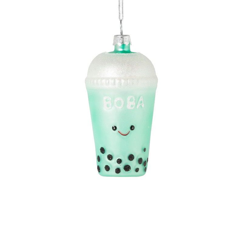 Kersthanger bubble tea - glas - ø5x9.5 cm